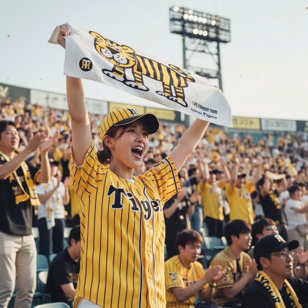 阪神タイガース球団承認 新 I LOVE TIGERS フェイスタオル 綿100