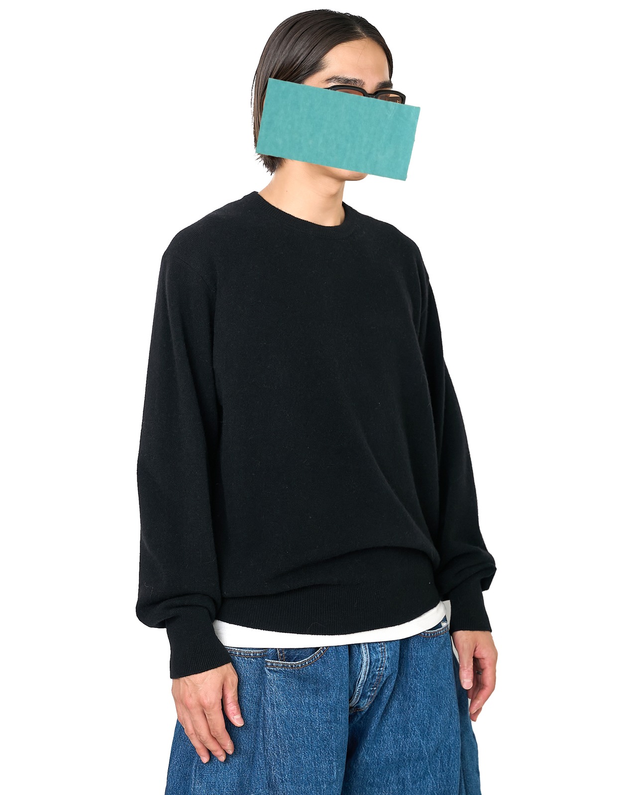 ssstein "EXTRA FINE WOOL KNIT CREW NECK LS〔BLACK〕"