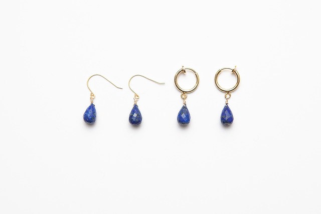 drop cut stone fook & earring - lapis lazuli