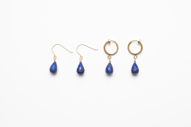 drop cut stone fook & earring - lapis lazuli