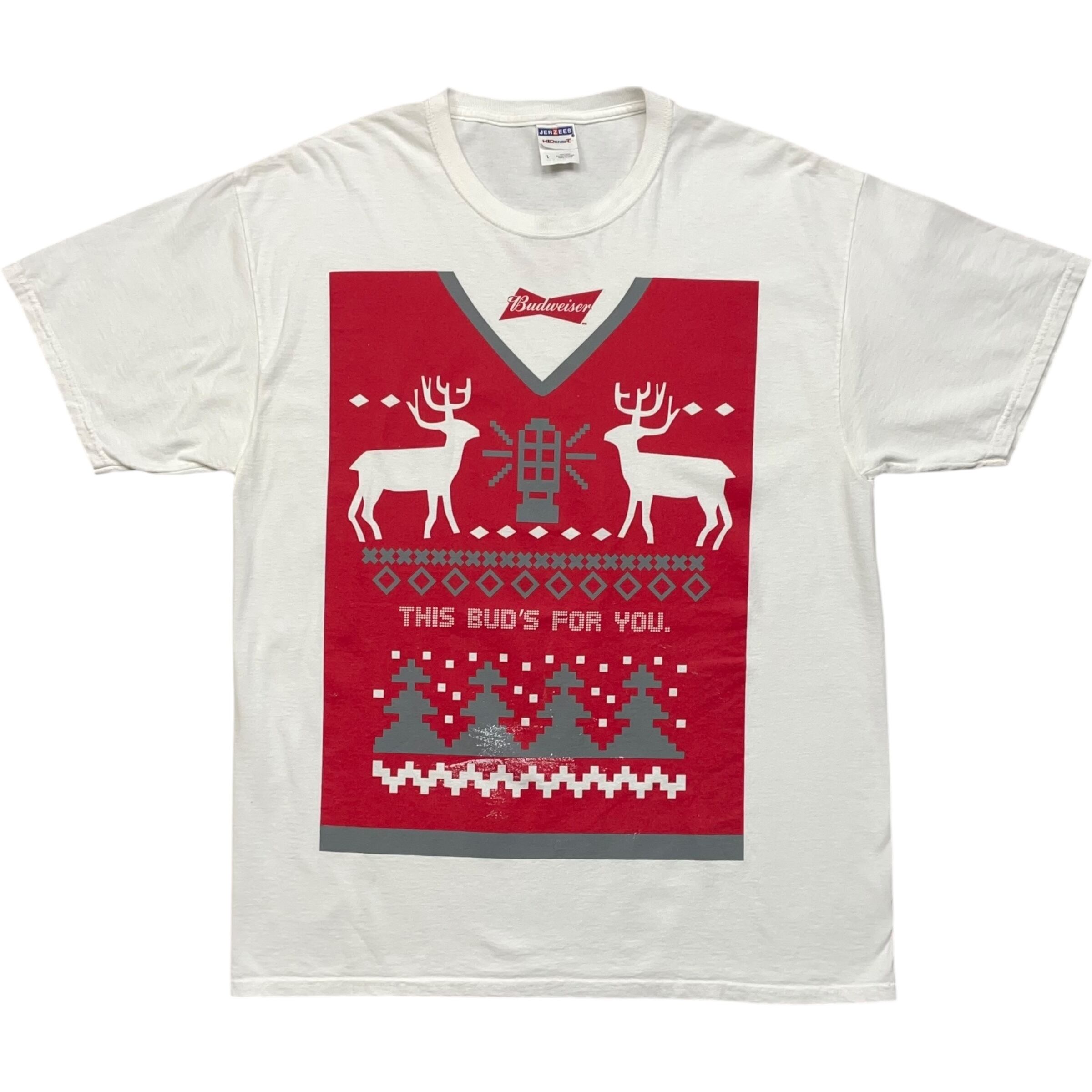 《L》JERZEES ジャージーズ Tシャツ 両面プリント Budweiser バドワイザー ホワイト no.8534