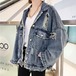ジャケット デニムジャケット ダメージ加工 無地 Gジャン カジュアル メンズライク アウター 羽織り レディース 体型カバー 大きいサイズ ゆったり 春 新作 長袖 クール 春秋 ルーズ BF