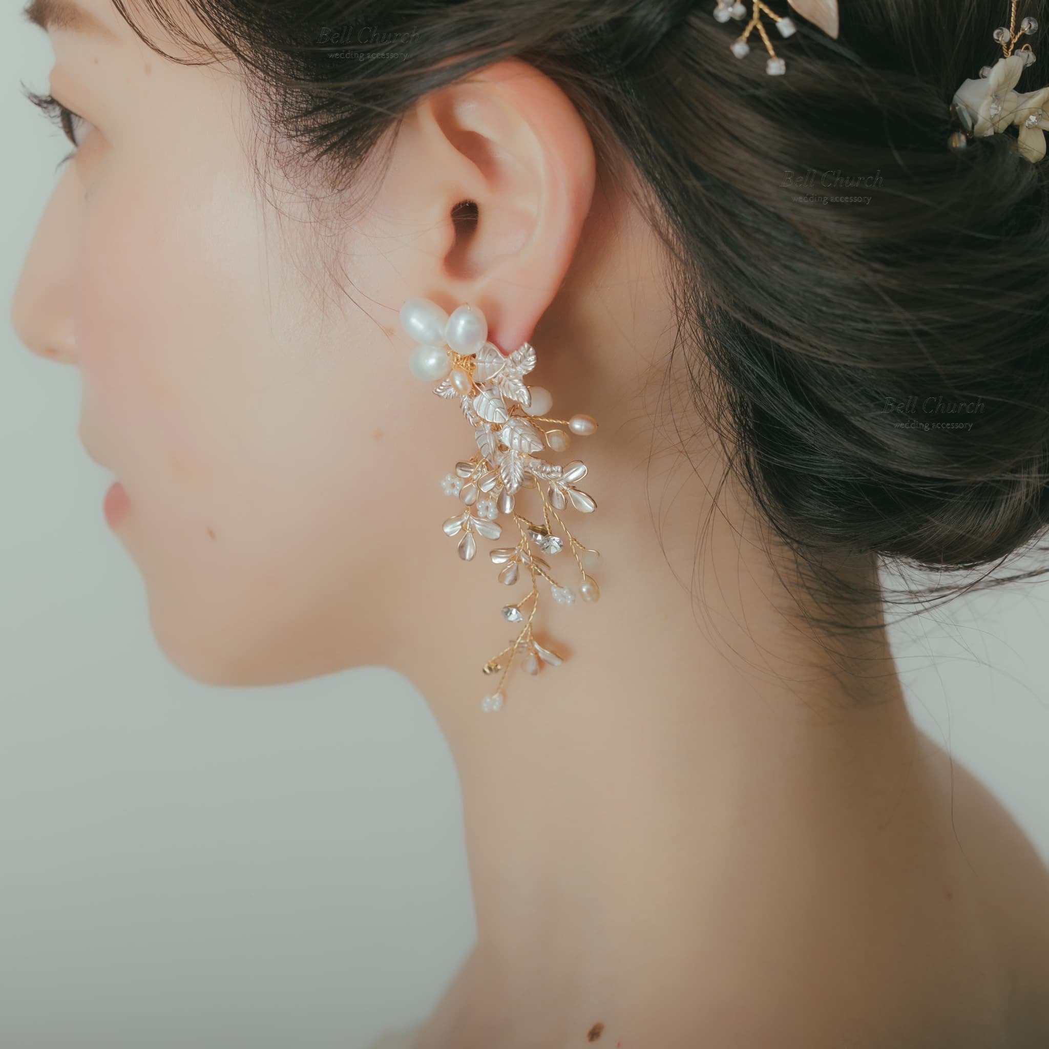 ピアス イヤリング | 小枝アクセサリー | パール | リーフ ピアス イヤリング | 小枝アクセサリー | パール | リーフ