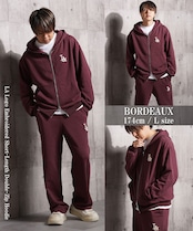 ◆LA ロゴ刺繍 ショート丈 ダブルZIPパーカー◆yo-25001