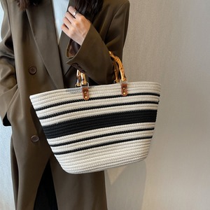 配色 かごバッグ レディース 大容量 トート 夏 おしゃれ きれいめ 大人 かわいい カジュアル 旅行 リゾート バンブー 竹 鞄 大人可愛い 大人女子