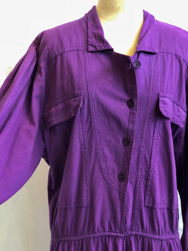 Purple Cotton Shirt Dress