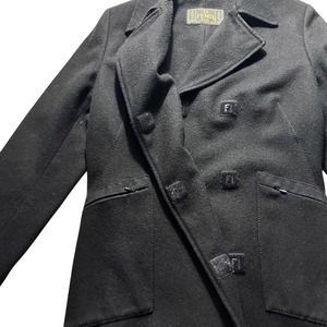 vintage FENDI side logo black wool coat