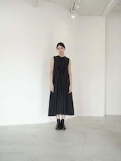 itochi【予約item】 - Nylon twill gathered sleeveless dress / black