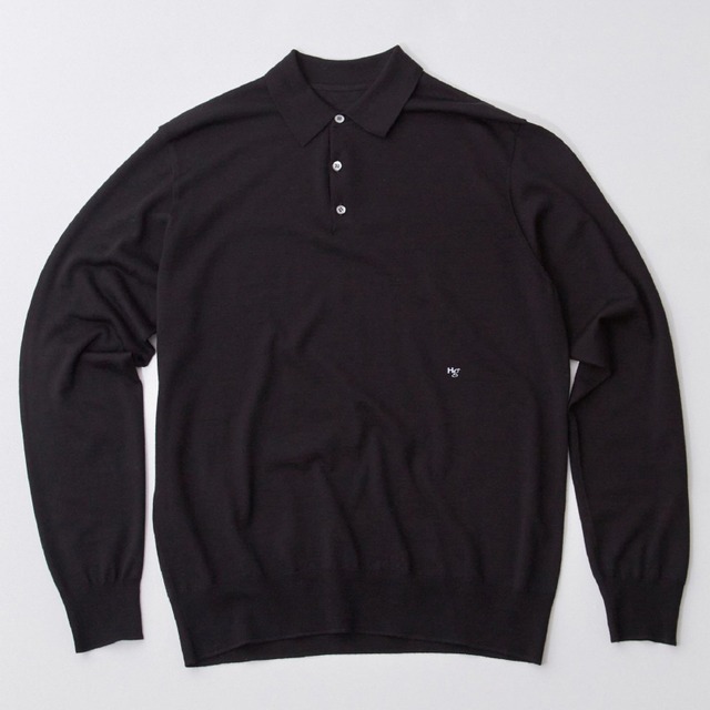 HOMME girls　ULTRAFINE MERINO KNIT POLO　BLACK