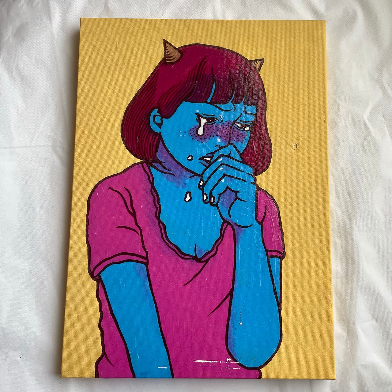 正方形キャンバスアクリル画「あっちの子」 | あおもりJOMONのみせ