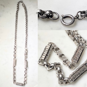 antique victorian silver fancy long chain necklace