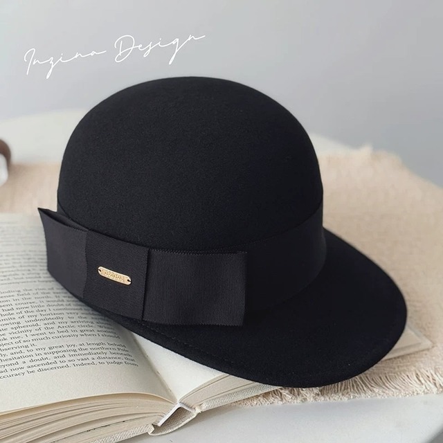 Wide flat ribbon wool cap　M4569