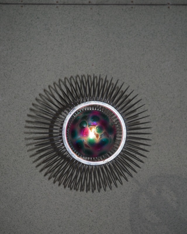National iron wire pendant light with a psychedelic light bulb