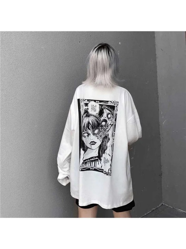 Nicemix漫画ホラーグラフィックtシャツ女性キャラクターを印刷パンク 