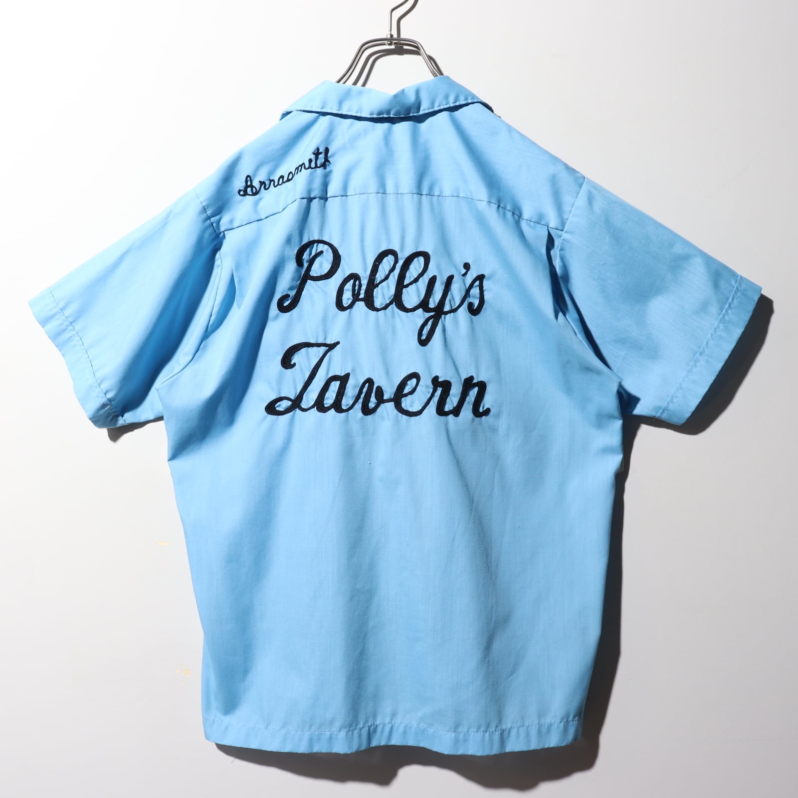 美品 M 70s チェーンステッチ ボウリングシャツ Nat Nast 水色 青  