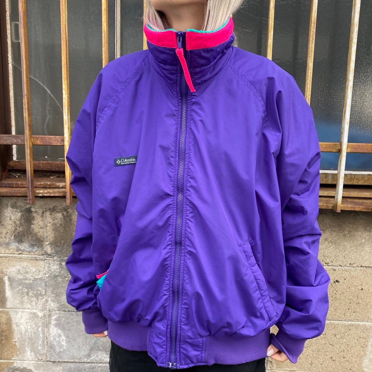 Columbia コロンビア ハイネック ナイロンジャケット フリースライナー