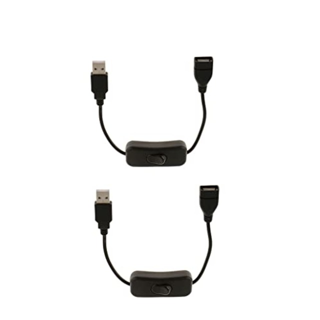 ノーブランド品　2本　オン/オフスイッチ付き　 USB電源ケーブル　USB延長ケーブル　Arduino Raspberry Pi 3/2/B/B+/A 対応