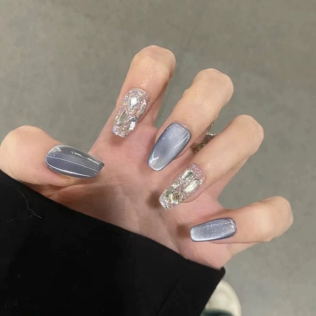 ネイルチップ つけ爪 男女兼用 手作り キャッツアイネイル 韓国ファッション 可愛い和風 おしゃれ ジェルネ