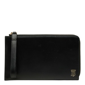 バーバリー TBロゴ パスポートケース ウォレット ポーチ 小銭入れ ブラック レザー レディース BURBERRY 中古