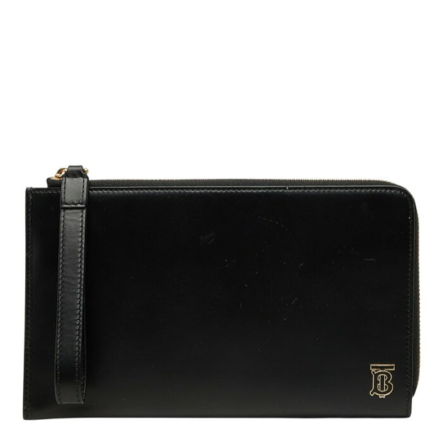 バーバリー TBロゴ パスポートケース ウォレット ポーチ 小銭入れ ブラック レザー レディース BURBERRY 中古
