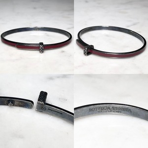 BOTTEGA VENETA silver bangle with red enamel