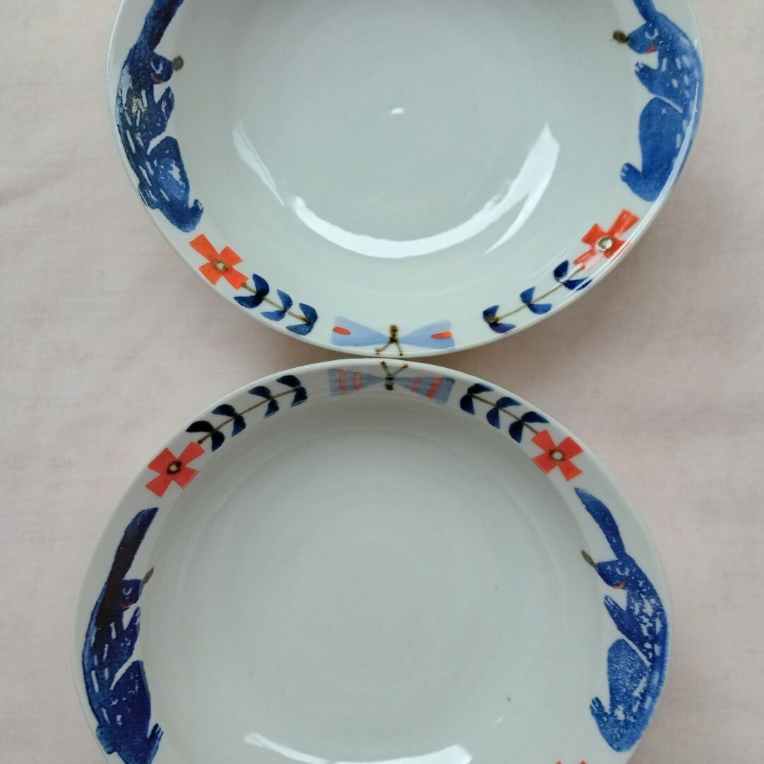 オーバル鉢「春待ちうさぎ」 十二月窯