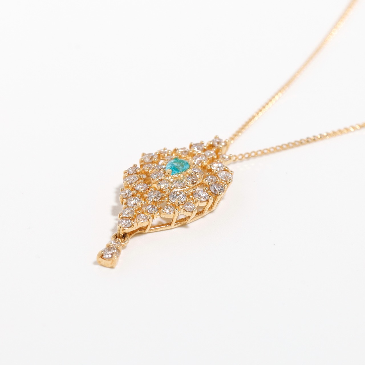 パライバトルマリン デザイン ネックレス K18  / 0.060ct / DA 0.500ct