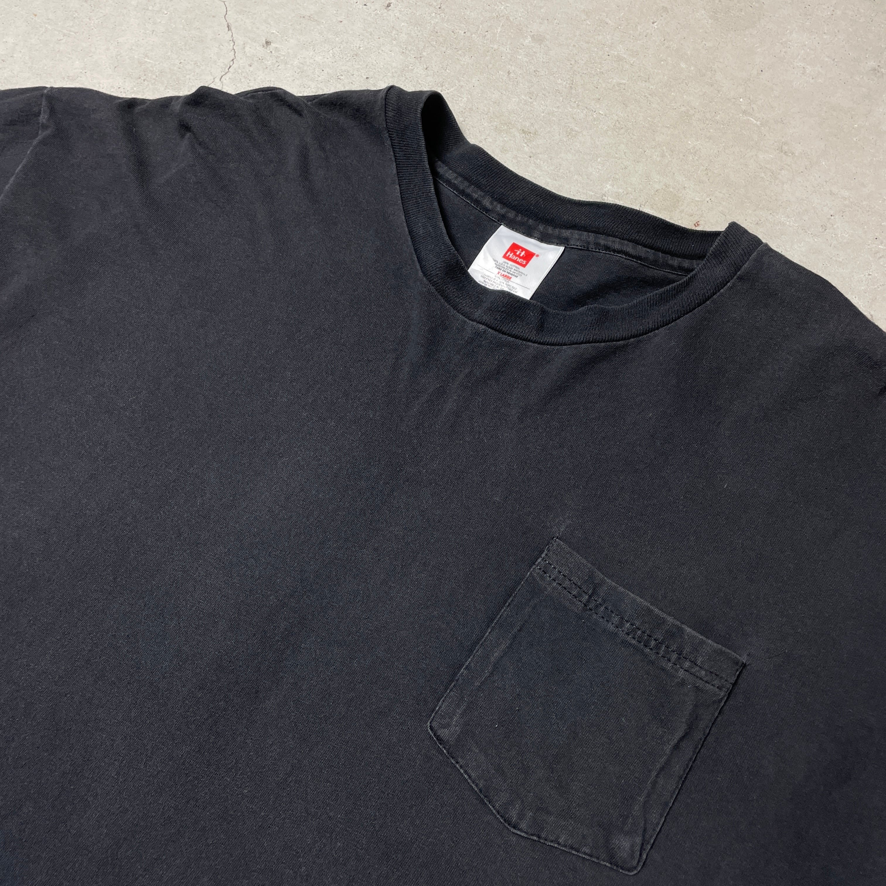 90年代 Hanes ヘインズ シングルステッチ 無地 ポケットTシャツ  
