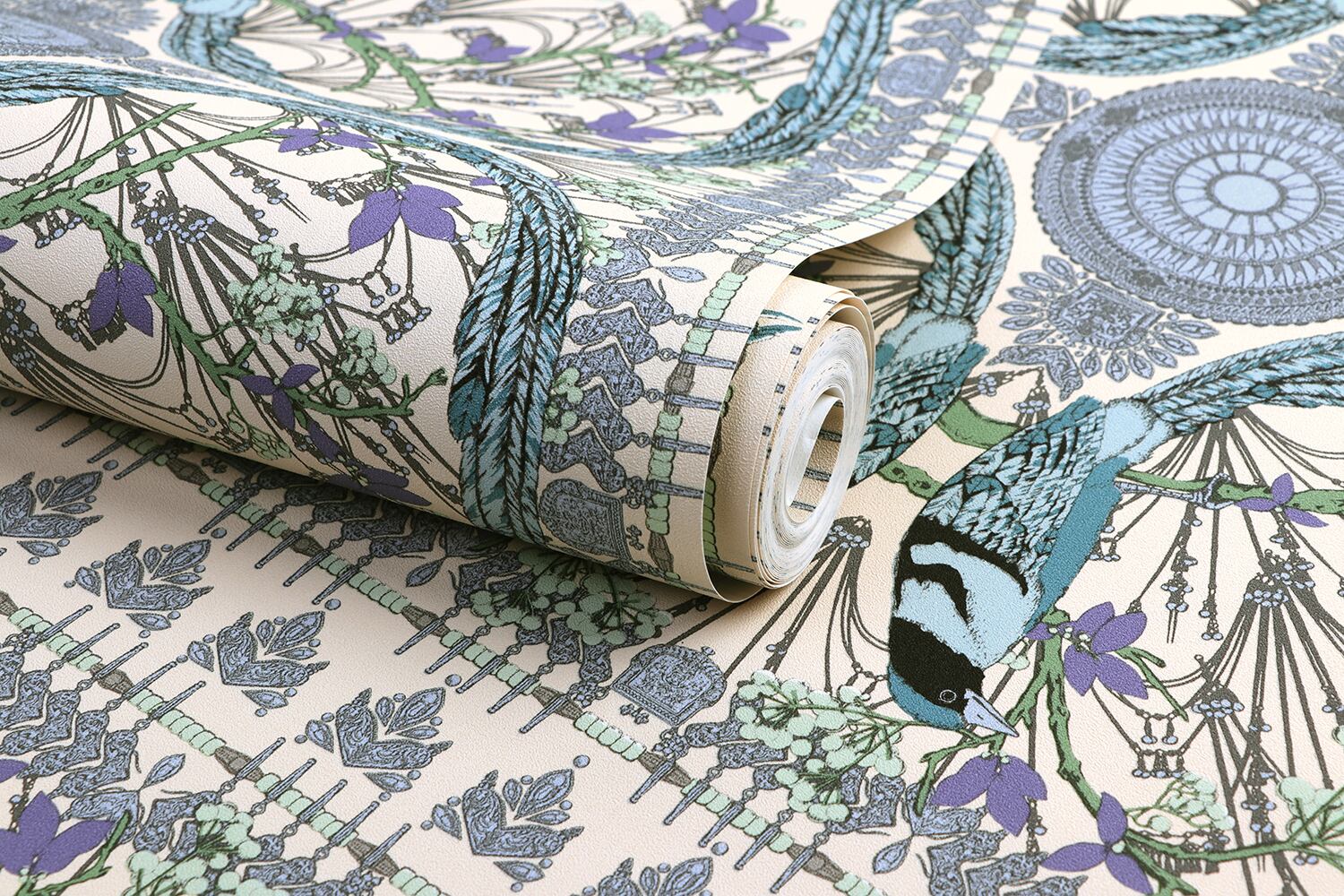 【特急取り寄せ】アイボリーホワイト×ブルーバード　フラワー曼荼羅 FL1-MT778102MT