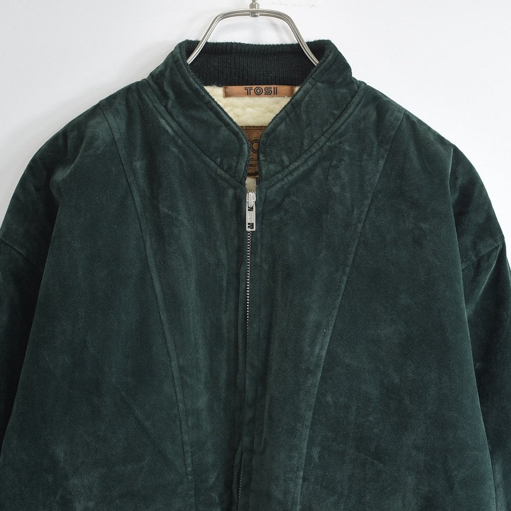 70~80s 日本製 TOSI ベルベット ボアライニング ブルゾン 別珍 国産品 ジャパンヴィンテージ ジャンパー アルミジップ ビンテージ メンズLLサイズ