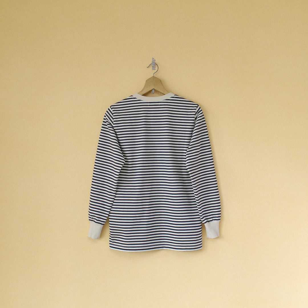 atelier naruse アトリエナルセ コットンボーダーカットソー・ベージュxネイビー