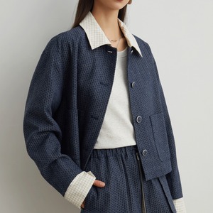 Contrast color checked jacket S666