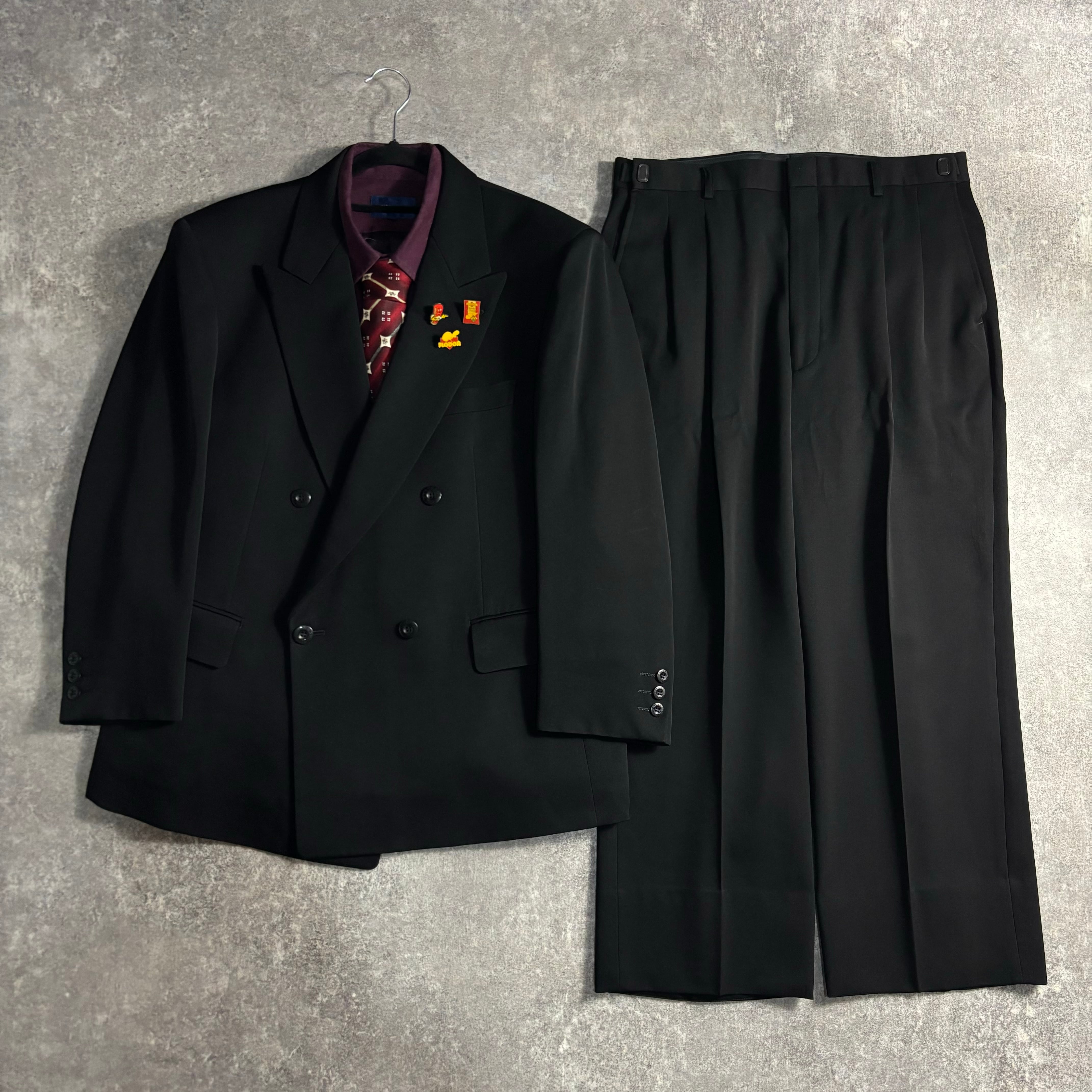 古着屋LOST【vintage】セットアップ ダブルスーツ 90s 【vintage】ダブルスーツ セットアップ シックグリーン ピンズ | LOST