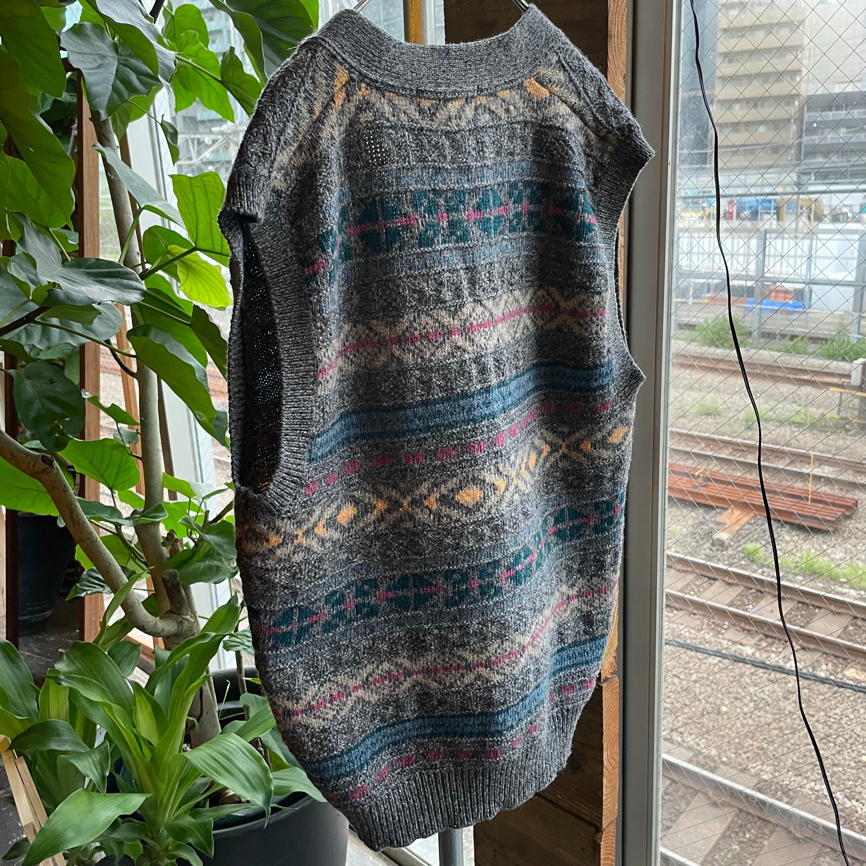 1980-90s eddie bauer ethnic weaving design knit vest