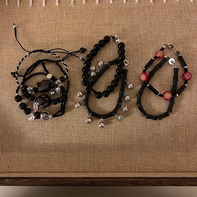 Somedayif黒の瑪瑙編みブレスレット 7s