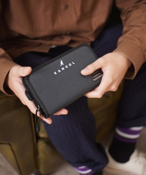 KANGOL (カンゴール) ラウンドファスナー ロングウォレット 長財布 チャコール KGSA-WA00013