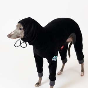 ベロアボンバーヒートロンパース　black  / イタグレ服