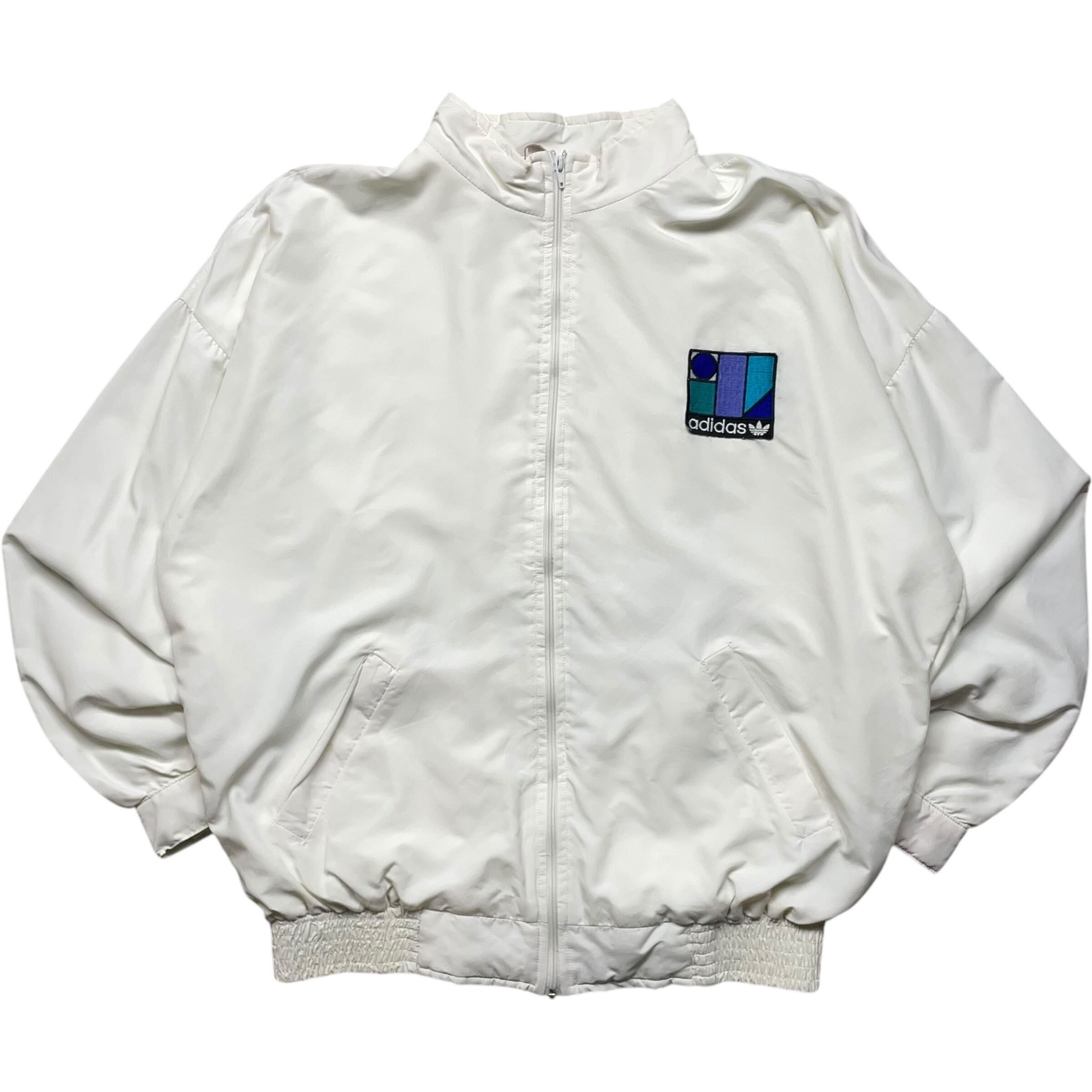 《XL》 adidas アディダス ナイロンジャケット ワッペン テニス ホワイト 80年代 vintage no.6359