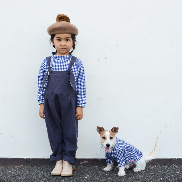 for kids herringbone linen salopette antique gray