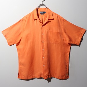 極美品 XL オレンジ Caldwell シルクリネン ポロラルフローレン 半袖開襟シャツ Polo Ralph Lauren