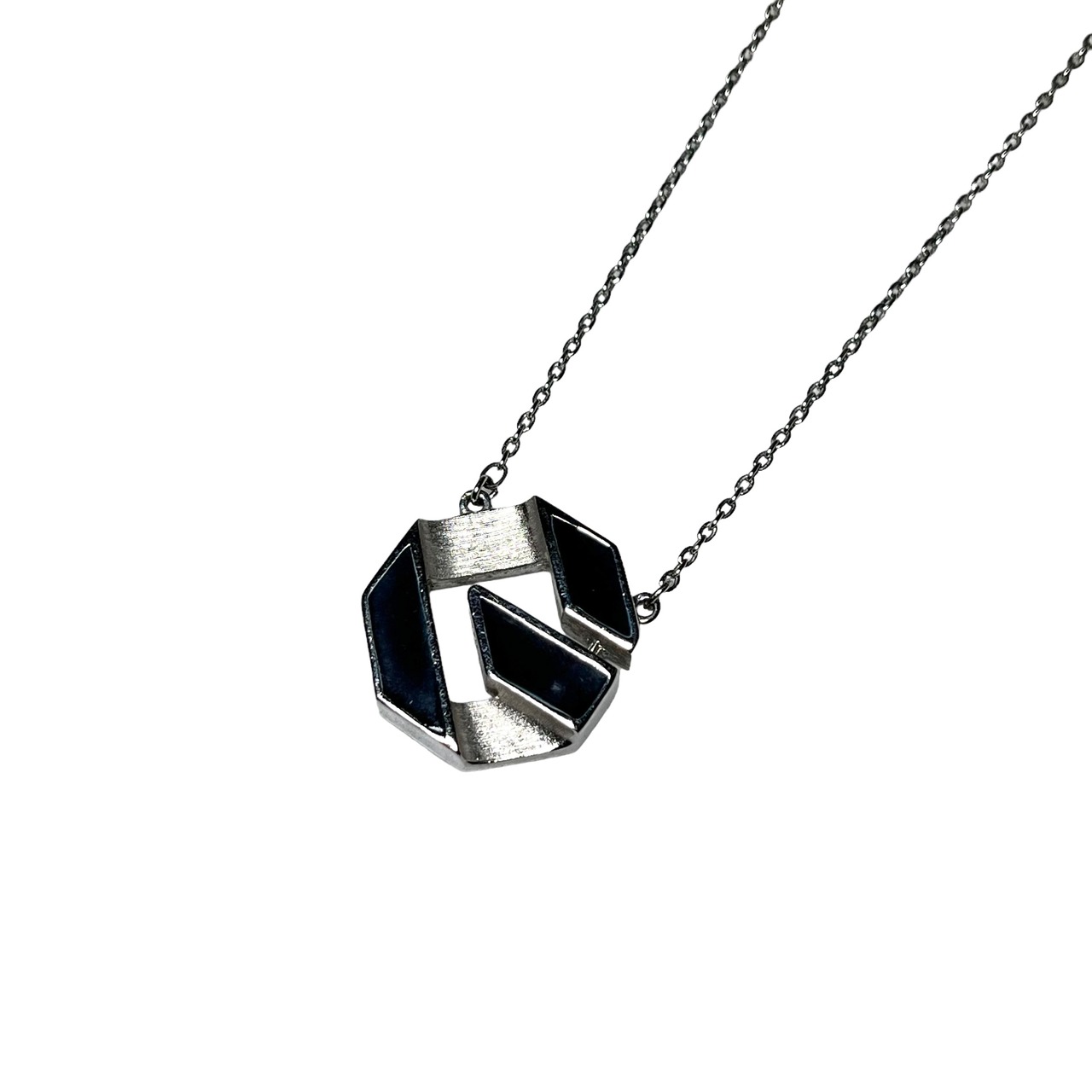 vintage GIVENCHY silver color metal " G " pendant necklace