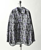 many men many mind  loose silhouette jacquard work shirt (GRN) M2313060