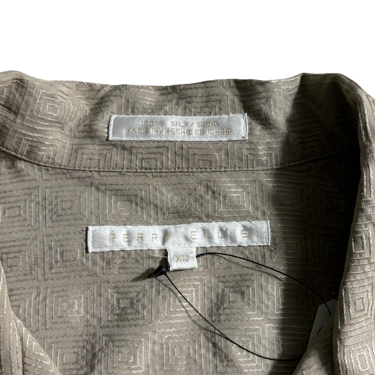 PERRY ELLIS pure silk embroidery shirt