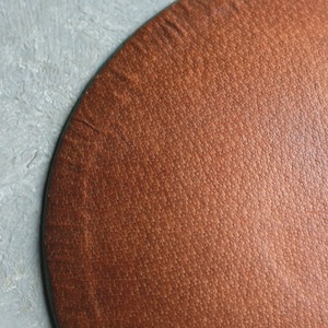 グリーンが目を引く、犬が描かれた革のプレート｜レザープレート 犬モチーフ ヴィンテージトレイ