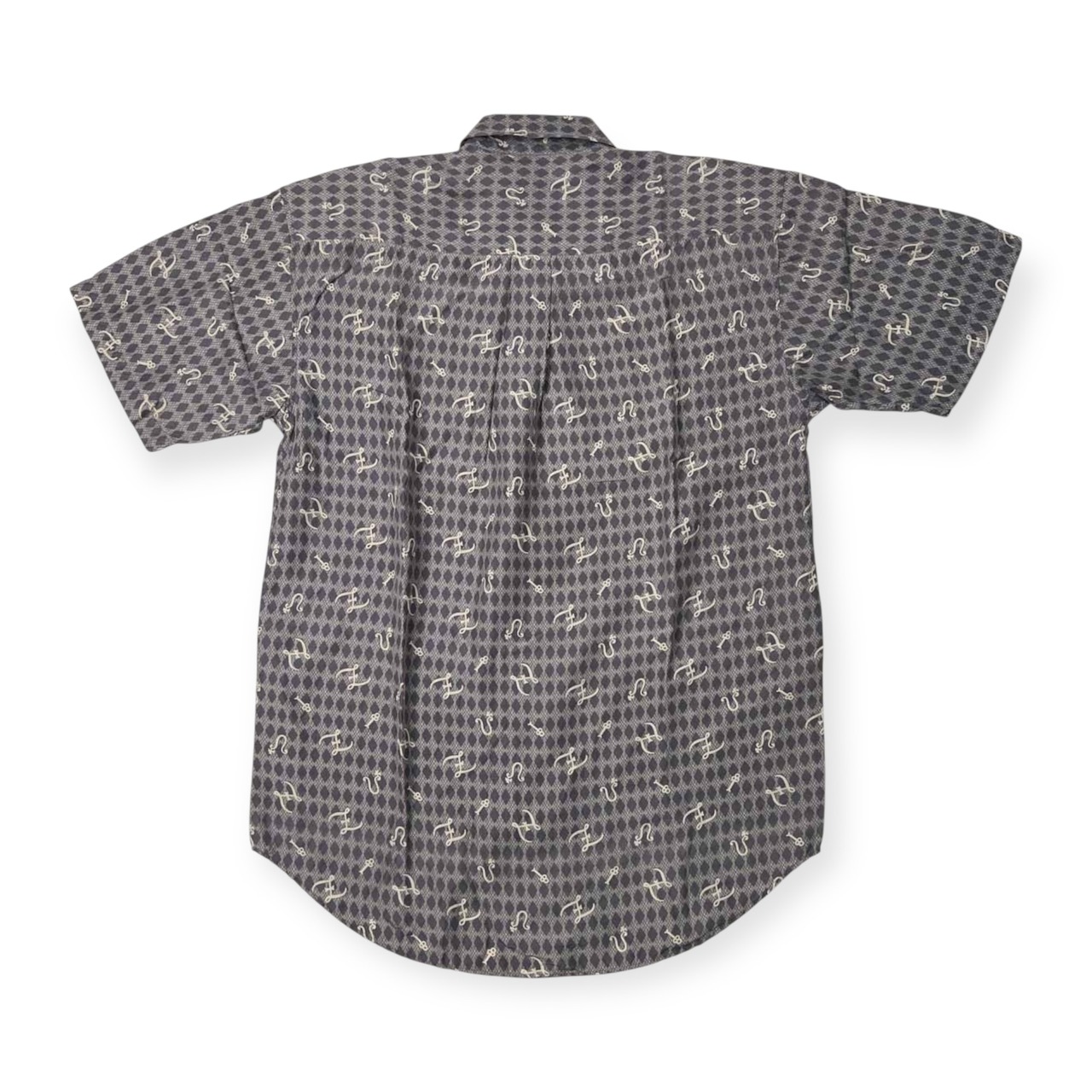 OLD UNIQLO オールド ユニクロ マリン風 総柄 半袖 シルク シャツ サイズ M