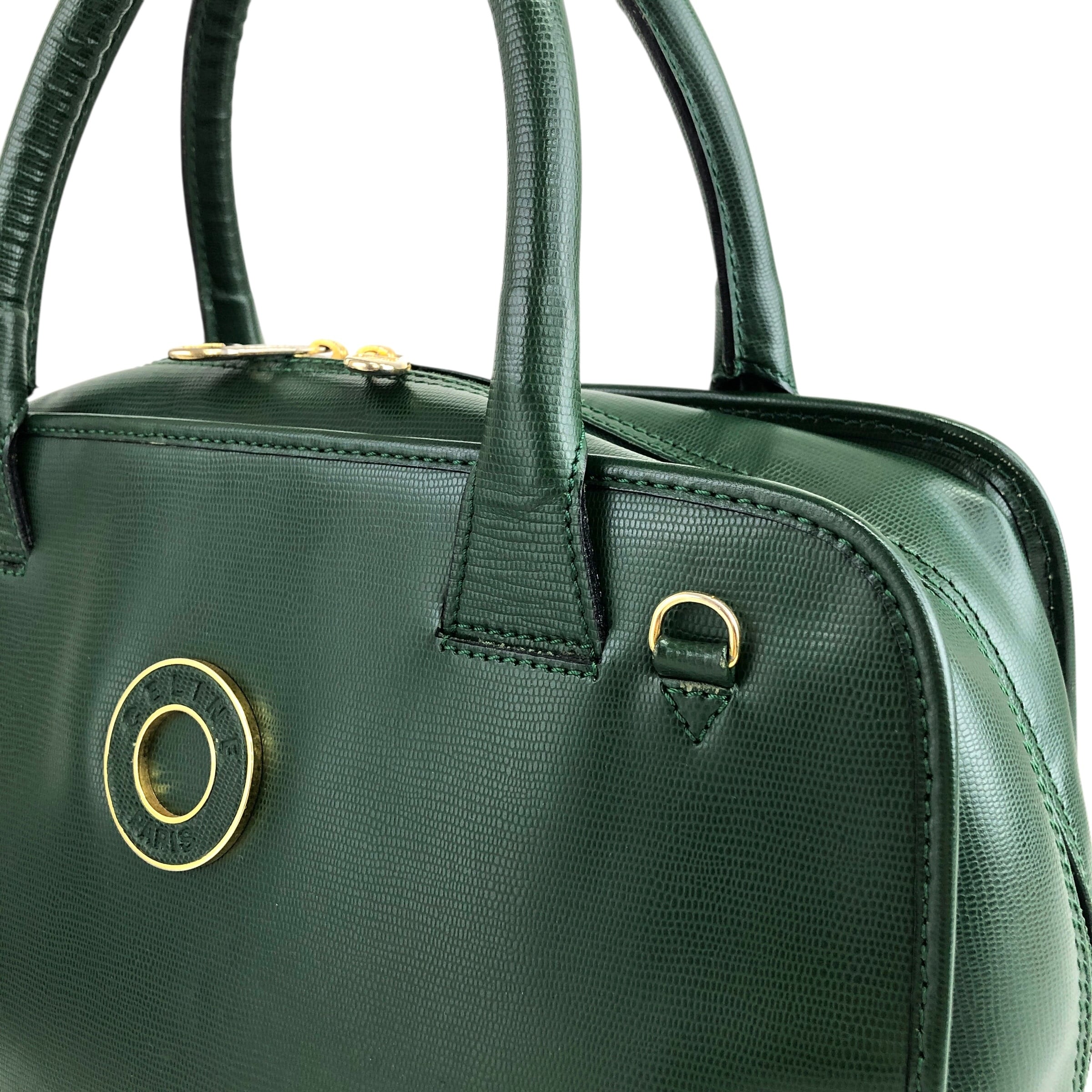 CELINE セリーヌ ハンドバッグ グリーン ロゴ サークル レザー 2way