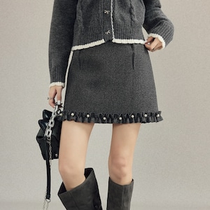 frill hem pearl mini skirt m1255