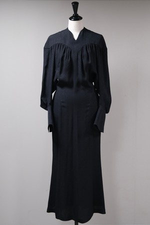 【Mame Kurogouchi】Floral Pattern Acetate Rayon Jacquard Dress - black -