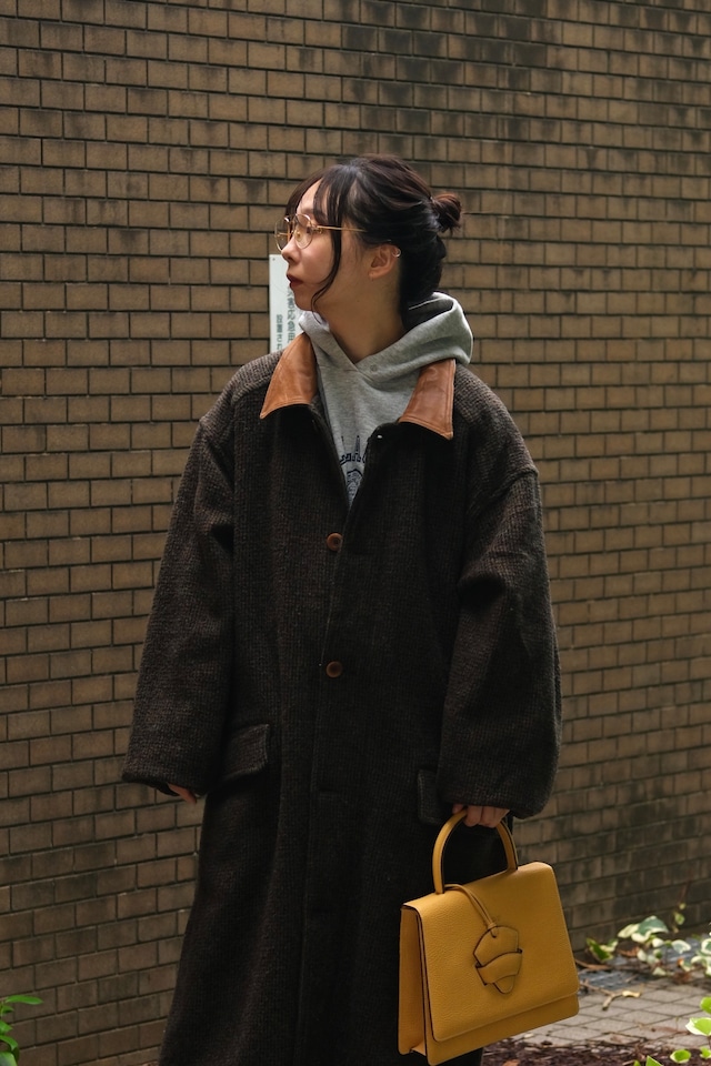 Utah/80-90's "Eddie Bauer" tweed & leather wool coat