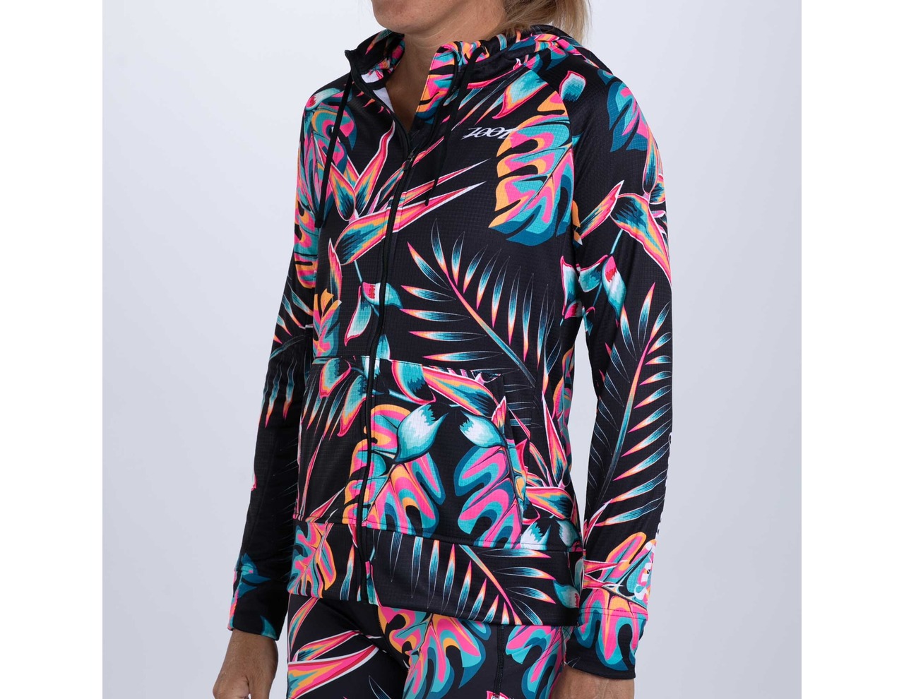 WOMEN RUN THERMO HOODIE (KOA TROPICAL) レディース フード付き　パーカー ZFL61042